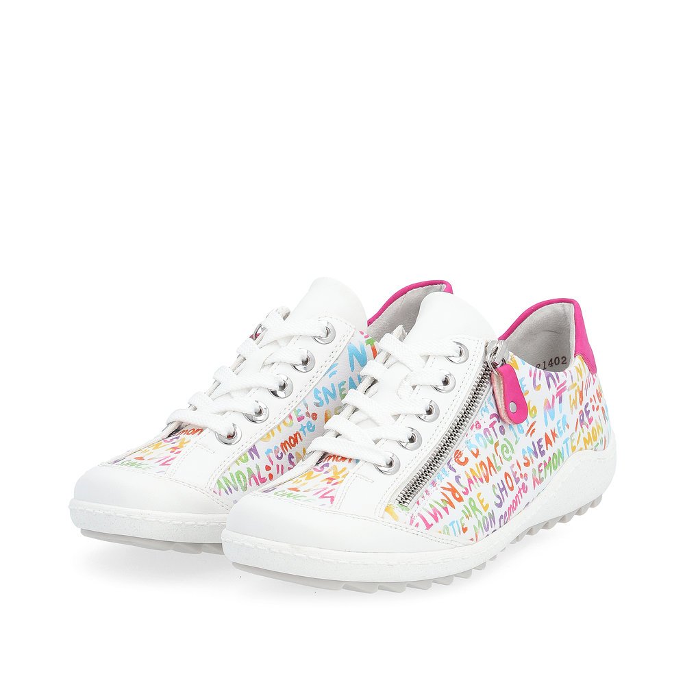 Multi-colored remonte women´s lace-up shoes R1402-80 with zipper. Shoes laterally.