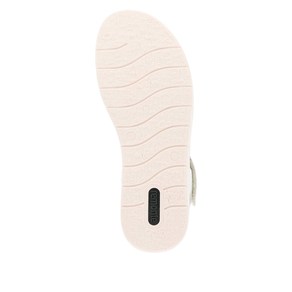 White remonte women´s strap sandals D2049-82 with a hook and loop fastener. Outsole of the shoe.