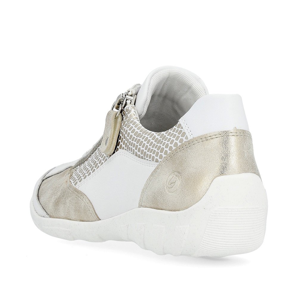 White remonte women´s lace-up shoes R3410-81 with zipper and comfort width G. Shoe from the back.