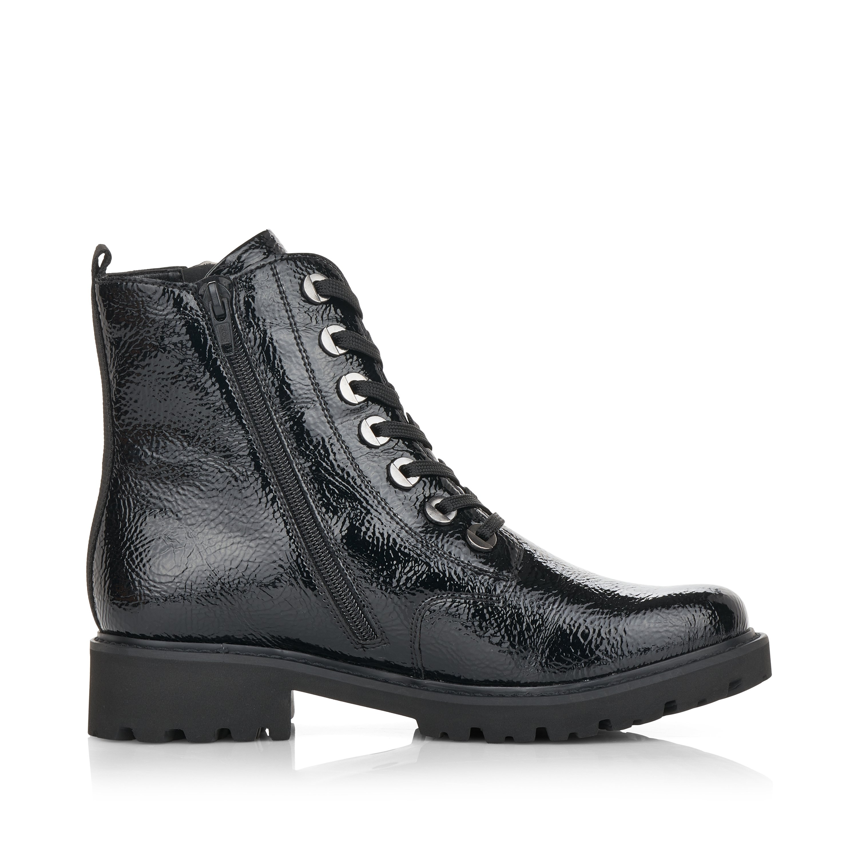 Black remonte women´s biker boots D8671-02 with cushioning and especially light sole. Shoe inside