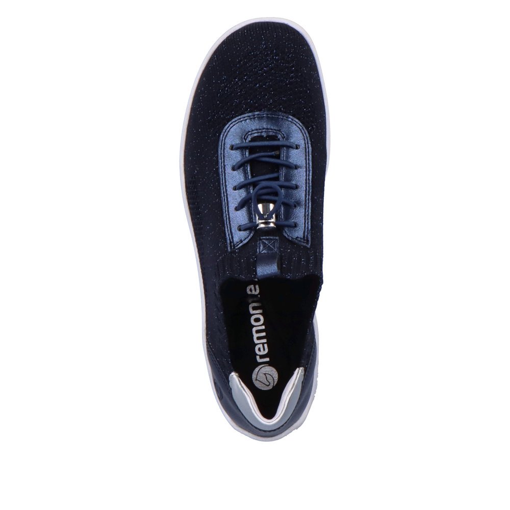 Navy blue remonte women´s slippers R3518-14 with comfort width G. Shoe from the top.