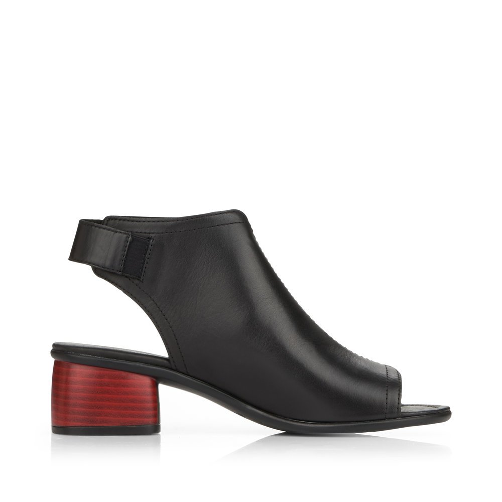 Asphalt black remonte women´s strap sandals R8770-01 with a hook and loop fastener. Shoe inside.