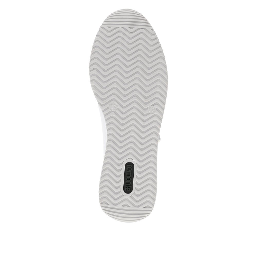 remonte baskets blanches pour femmes D0H11-80 avec une fermeture éclair. Semelle extérieure de la chaussure.