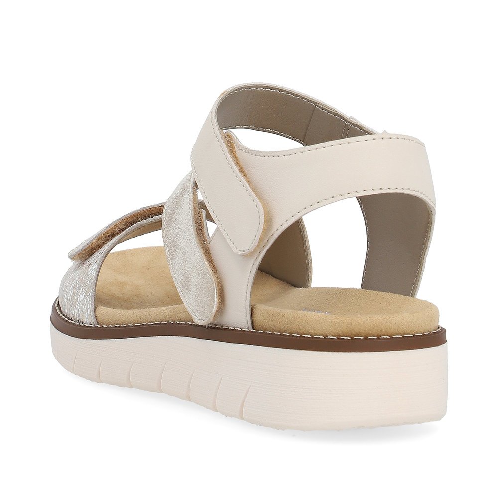 Cream beige remonte women´s strap sandals D2050-61 with a hook and loop fastener. Shoe from the back.
