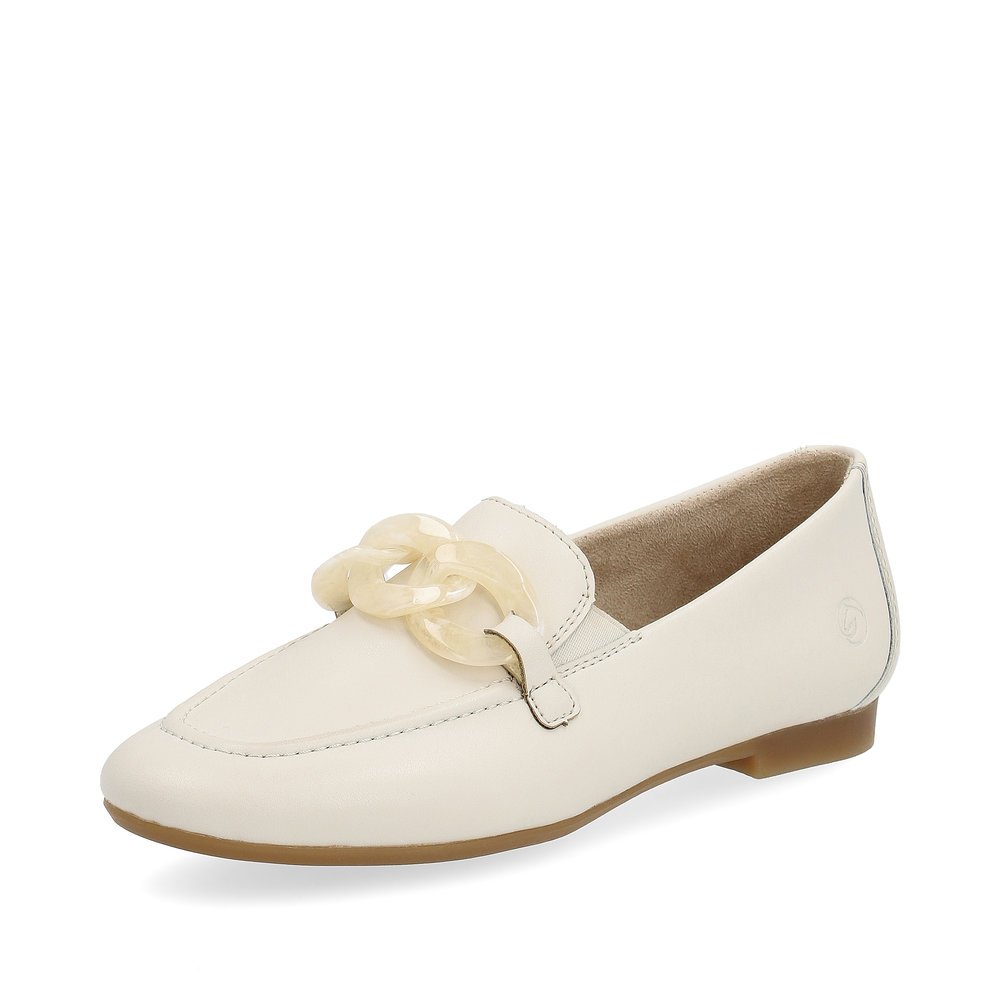 Macchiato white remonte women´s loafers D0K00-80 with elastic insert. Shoe laterally.