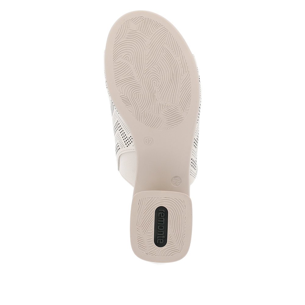 Beige remonte women´s mules R8775-60 with zigzag pattern. Outsole of the shoe.