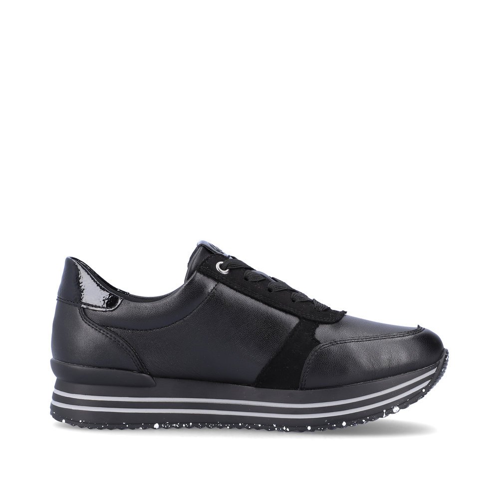 Schwarze remonte Damen Sneaker D1316-02 mit Reißverschluss sowie Komfortweite G. Schuh Innenseite.