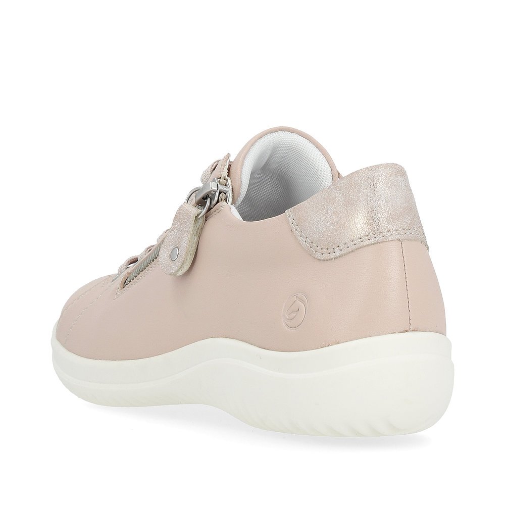 Pink remonte women´s lace-up shoes D1E03-31 with a zipper and comfort width G. Shoe from the back.