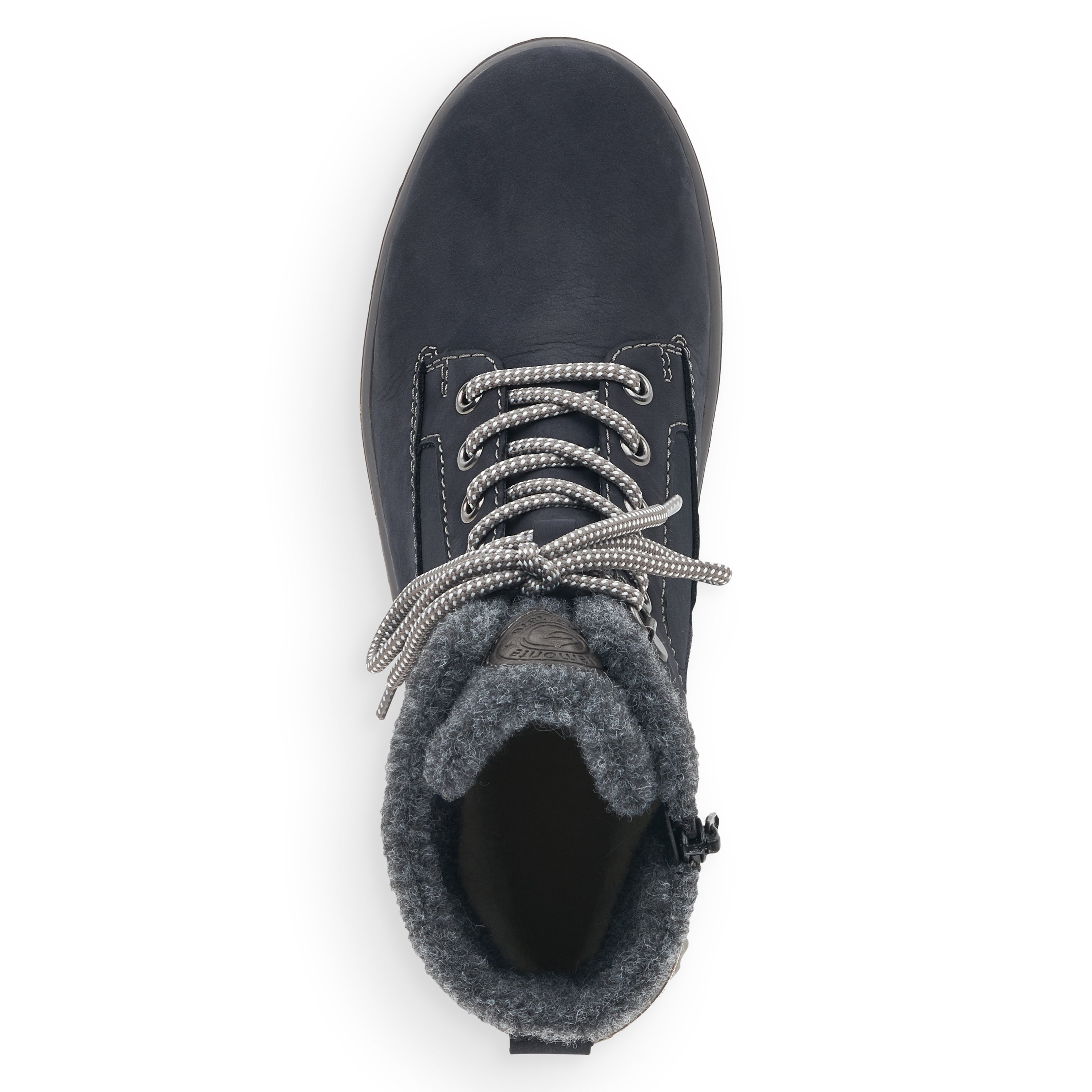 Dark blue remonte women´s lace-up boots R8477-14 with cushioning profile sole. Shoe from the top