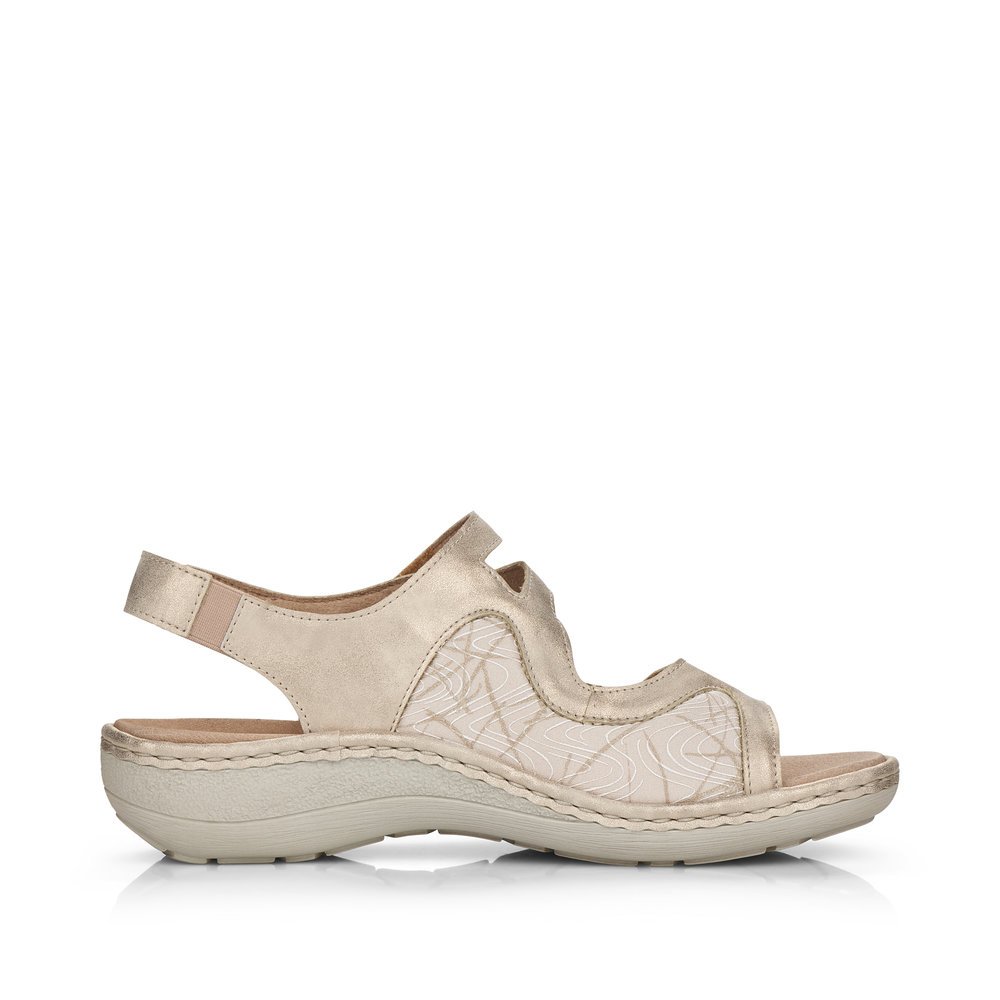 Light beige remonte women´s strap sandals D7647-94 with hook and loop fastener. Shoe inside.