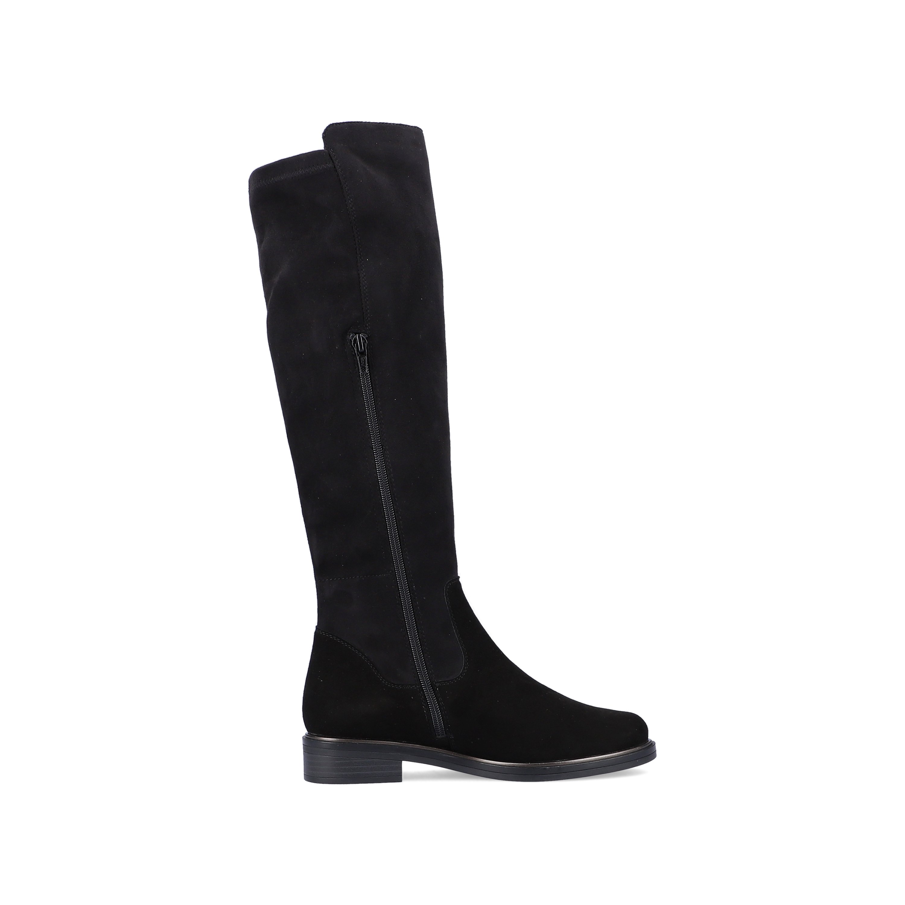 Jet black remonte women´s high boots D8387-02 with cushioning profile sole. Shoe inside