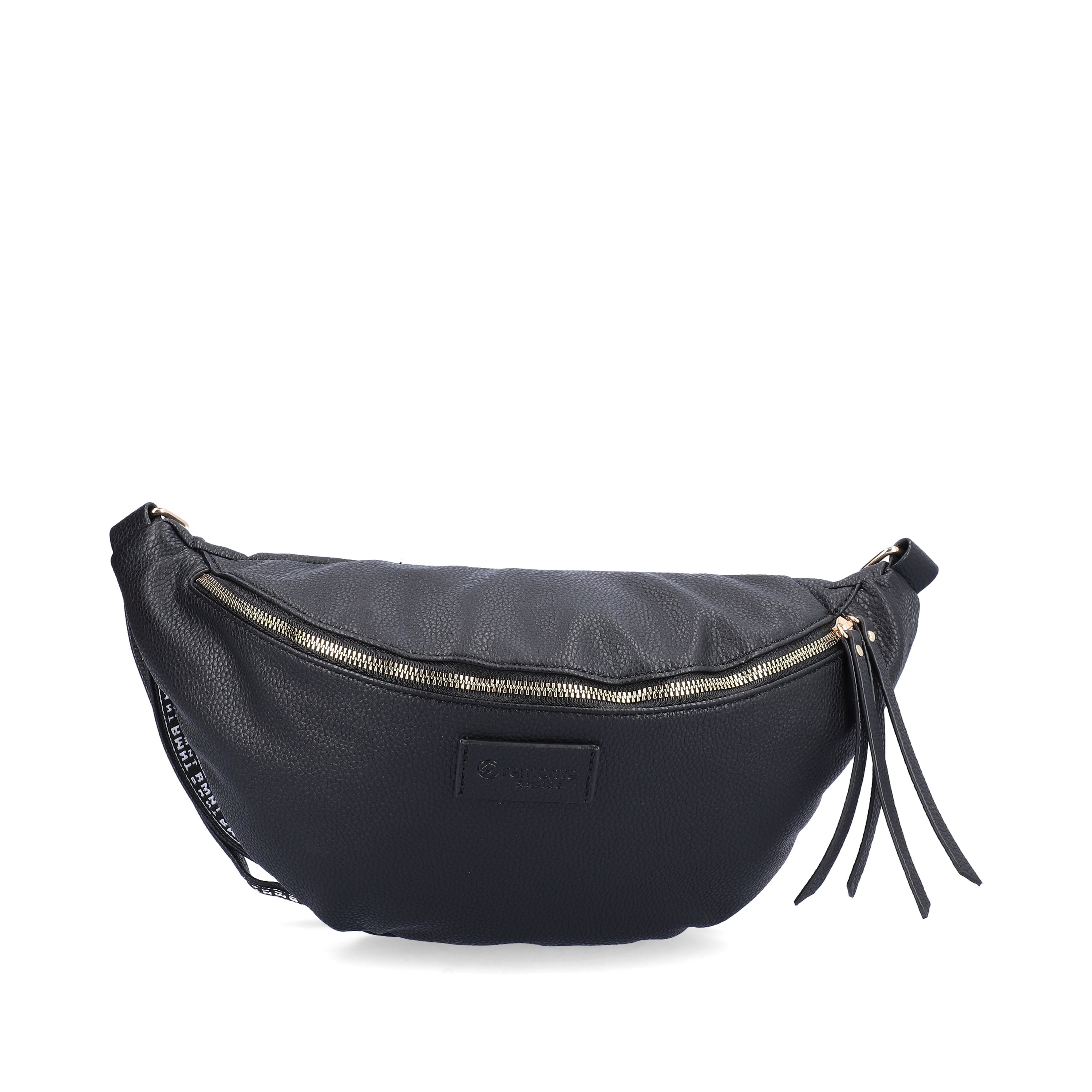 remonte women´s hip bag Q0802-00 in black made of imitation leather with zipper from the front.