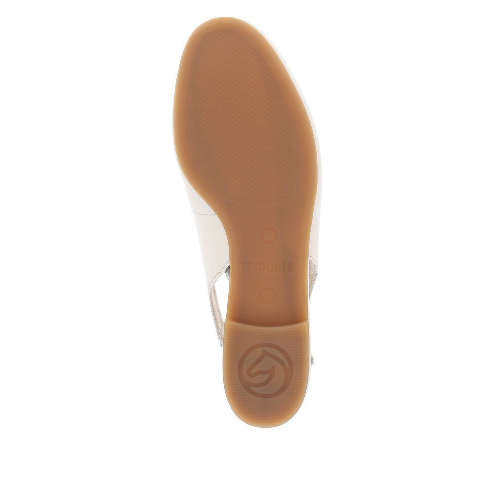 Vanillebeige remonte Slingpumps D0K06-60 mit einer Schnalle sowie Dekorelement. Schuh Laufsohle.