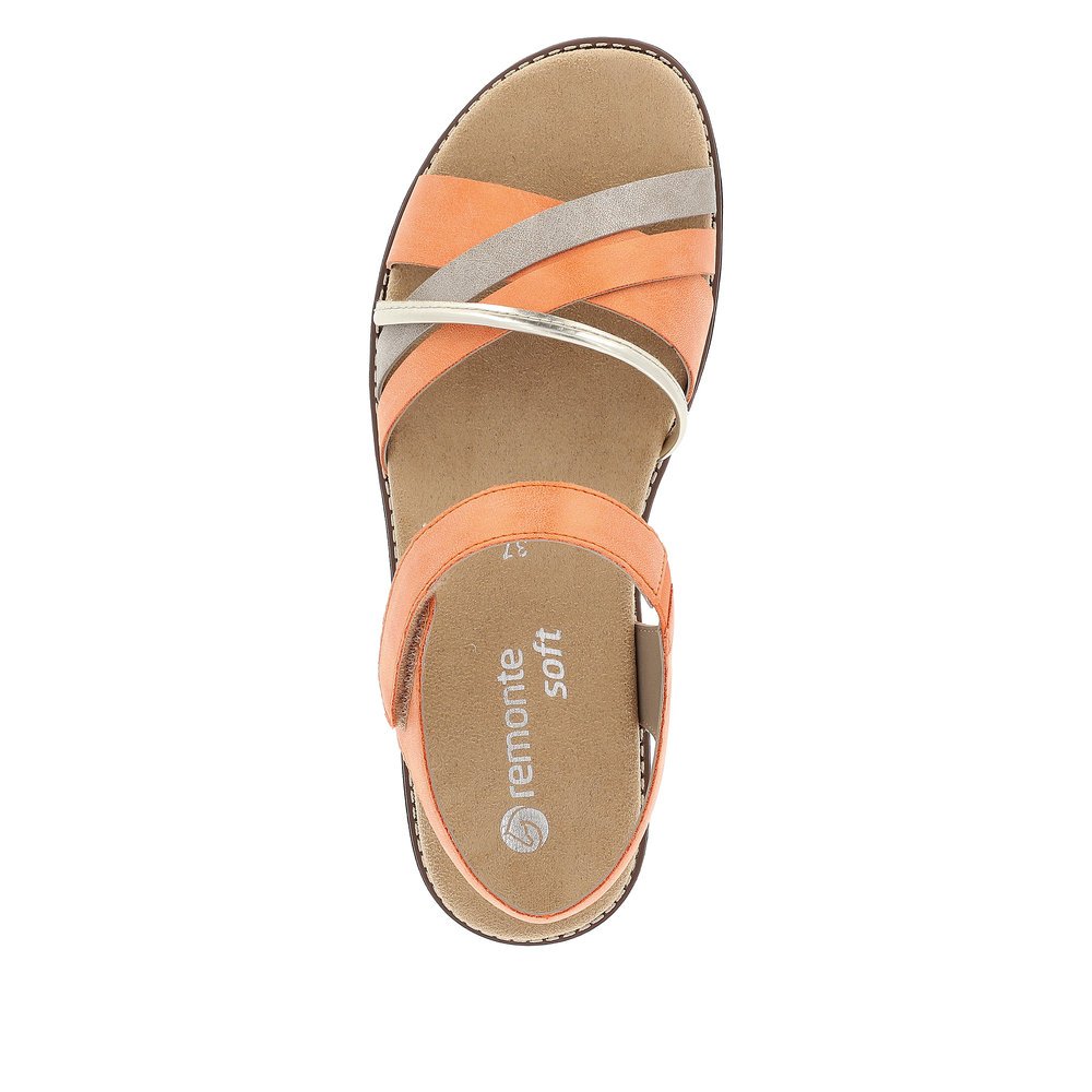 remonte sandales à lanières orange végétaliennes femmes D2058-38. Chaussure vue de dessus.