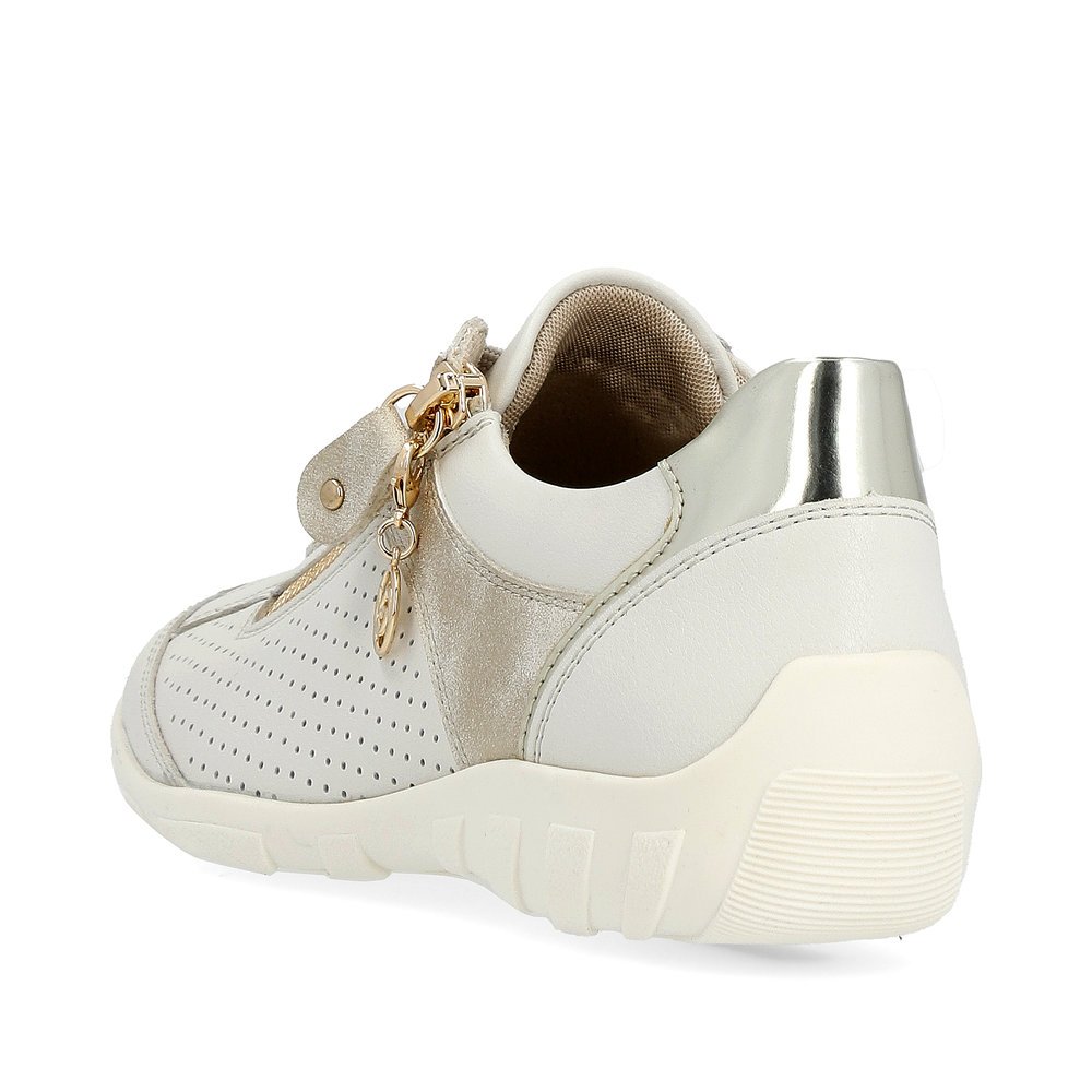Swan white remonte women´s lace-up shoes R3411-80 with a zipper and comfort width G. Shoe from the back.
