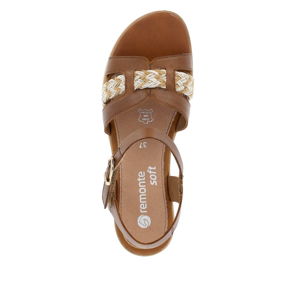 Hazel remonte women´s wedge sandals D6461-24 with a hook and loop fastener. Shoe from the top.