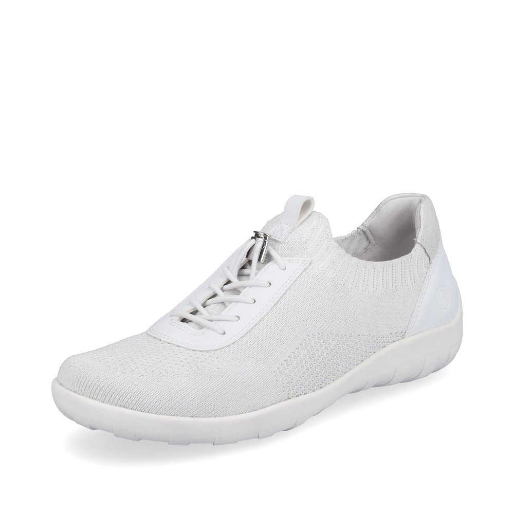 Brilliant white remonte women´s slippers R3518-80 with comfort width G. Shoe laterally.