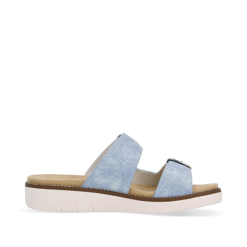Sea blue remonte women´s mules D2070-14 with a hook and loop fastener. Shoe inside.