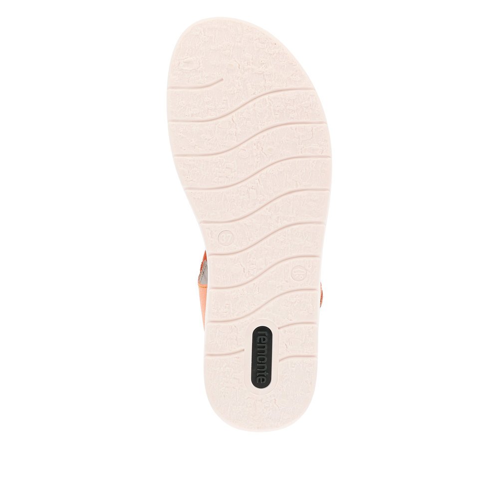 remonte sandales à lanières orange végétaliennes femmes D2058-38. Semelle extérieure de la chaussure.