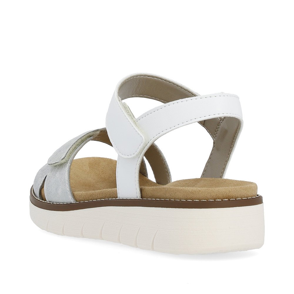 White remonte women´s strap sandals D2049-82 with a hook and loop fastener. Shoe from the back.