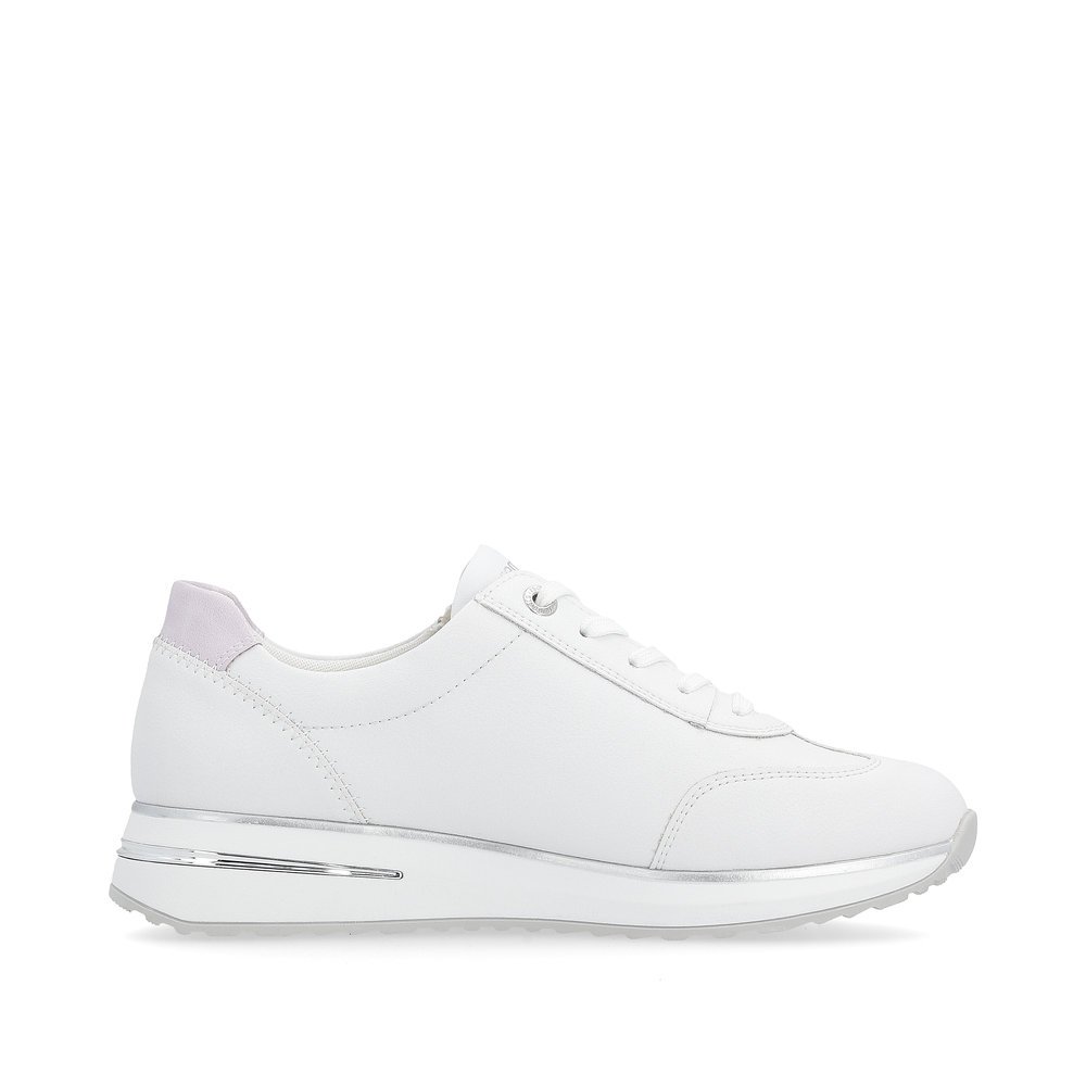 White remonte women´s sneakers D1G02-80 with zipper and soft exchangeable footbed. Shoe inside.