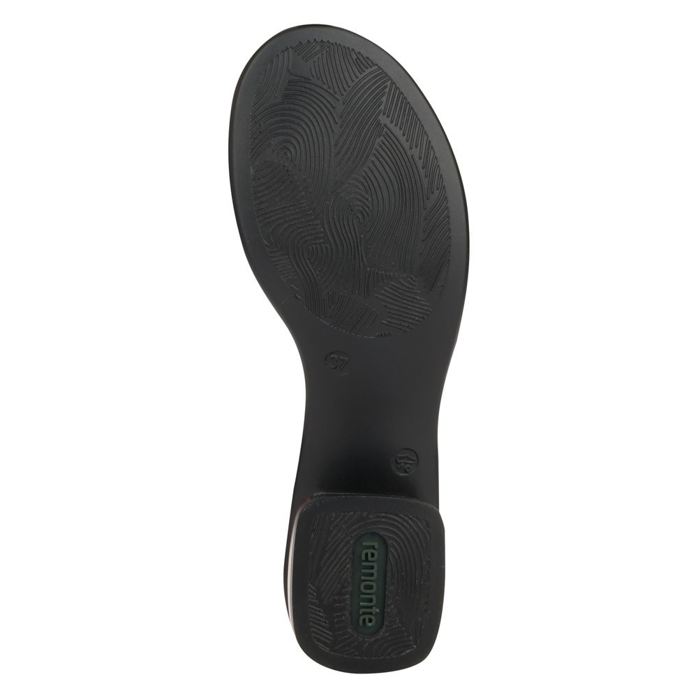 Asphalt black remonte women´s strap sandals R8770-01 with a hook and loop fastener. Outsole of the shoe.