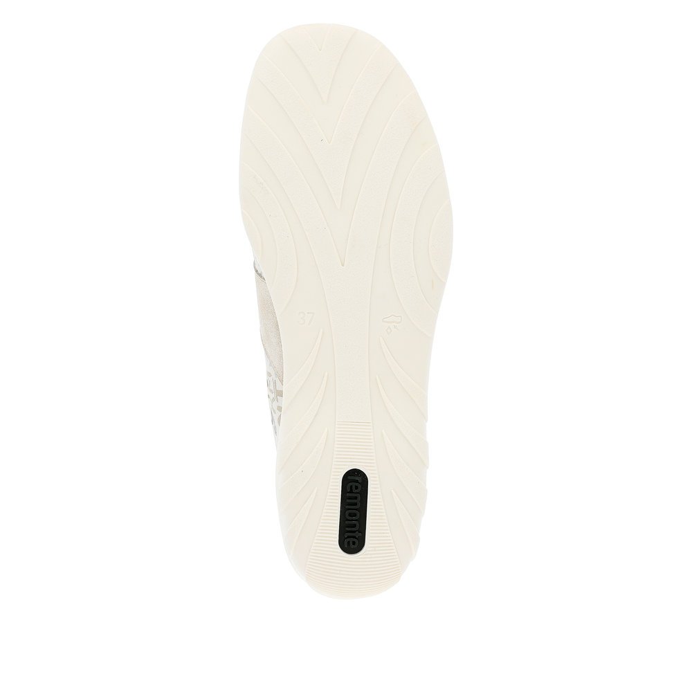 remonte chaussures à lacets beiges femmes R3403-61 avec fermeture éclair. Semelle extérieure de la chaussure.