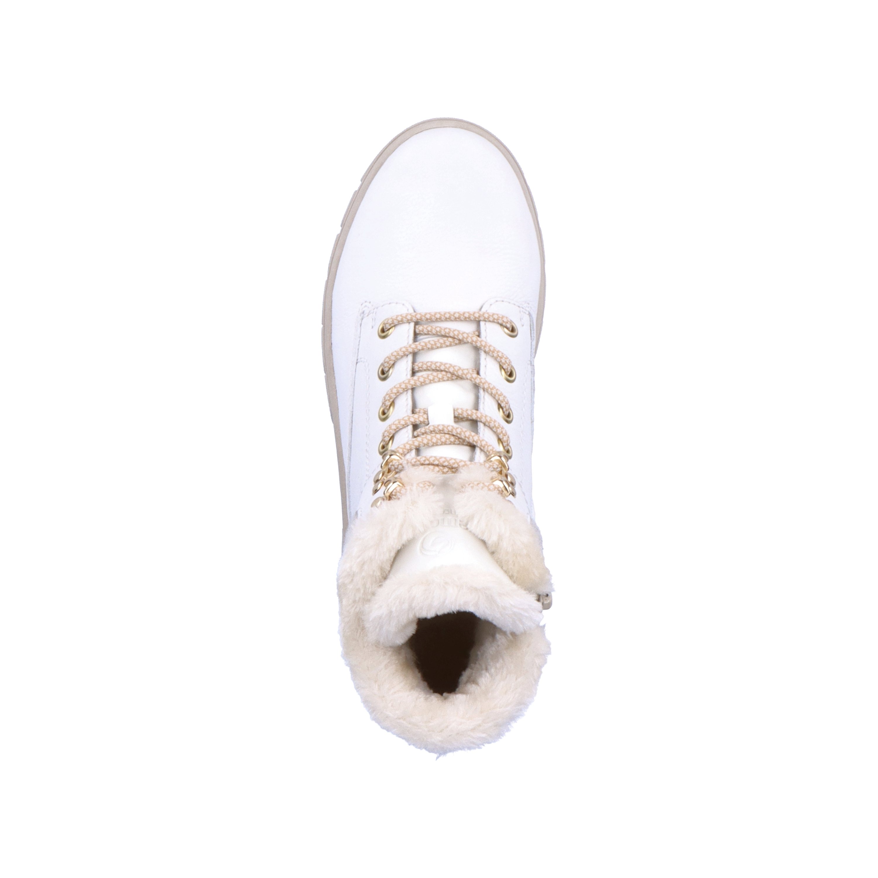 Off-white remonte women´s lace-up boots D0E71-80 with lacing and zipper. Shoe from the top