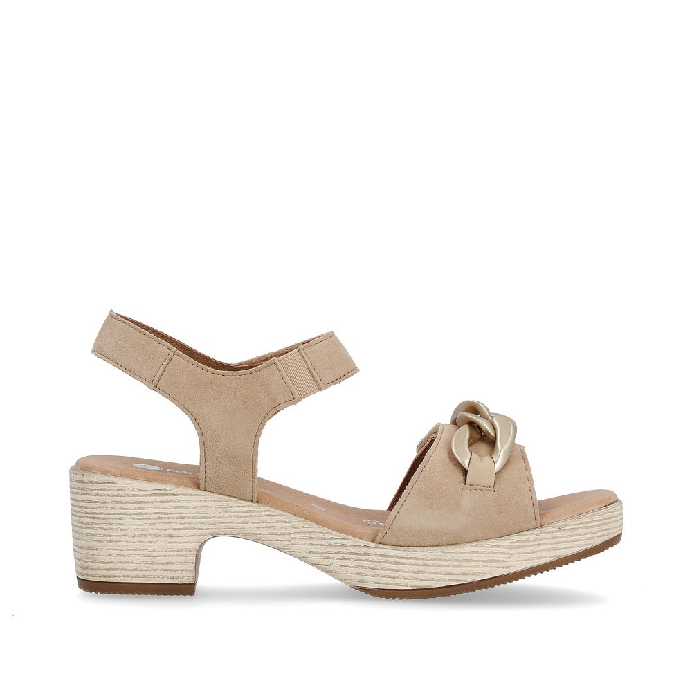Brown beige remonte women´s strap sandals D0N55-60 with a hook and loop fastener. Shoe inside.