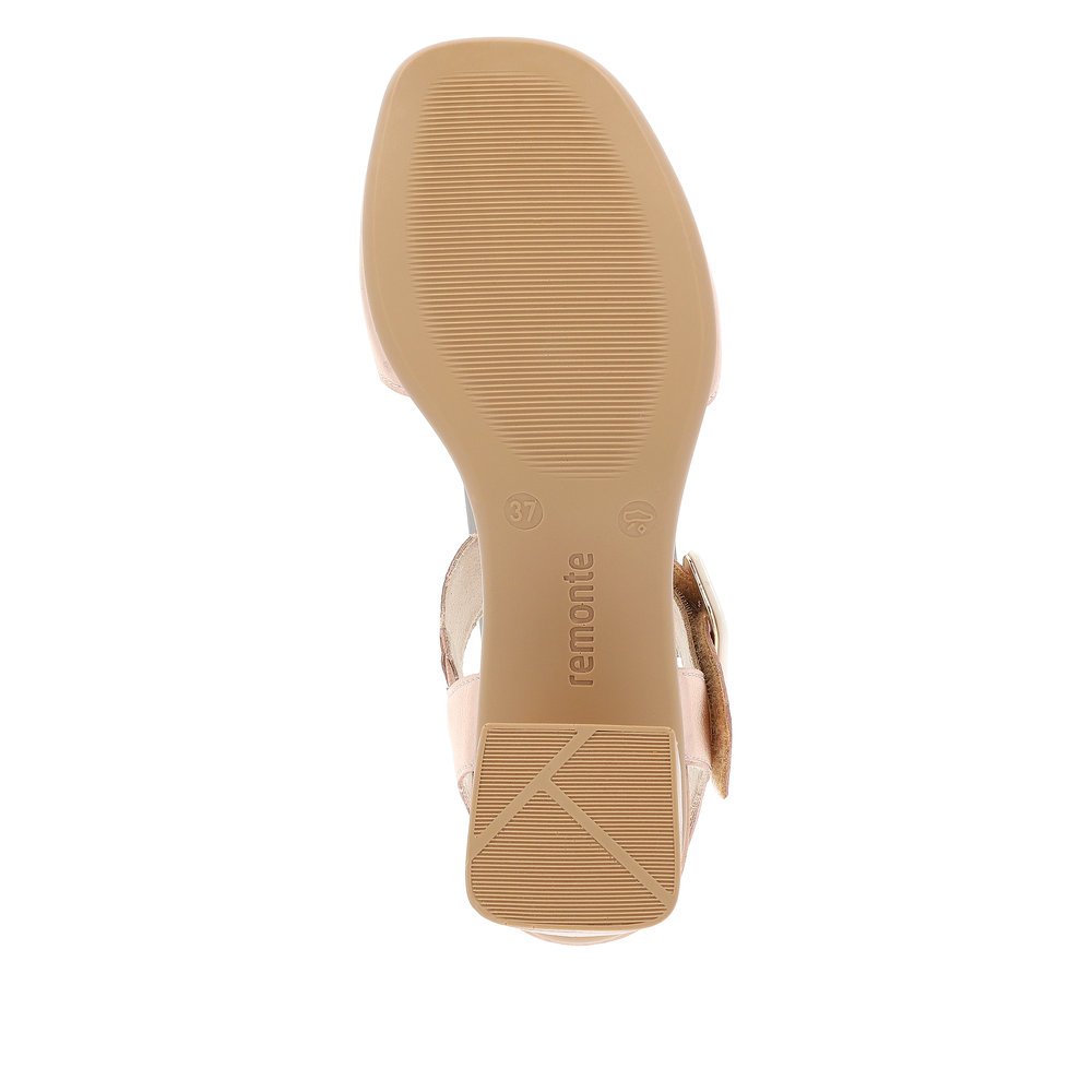 Pink remonte women´s strap sandals D1K51-31 with a hook and loop fastener. Outsole of the shoe.
