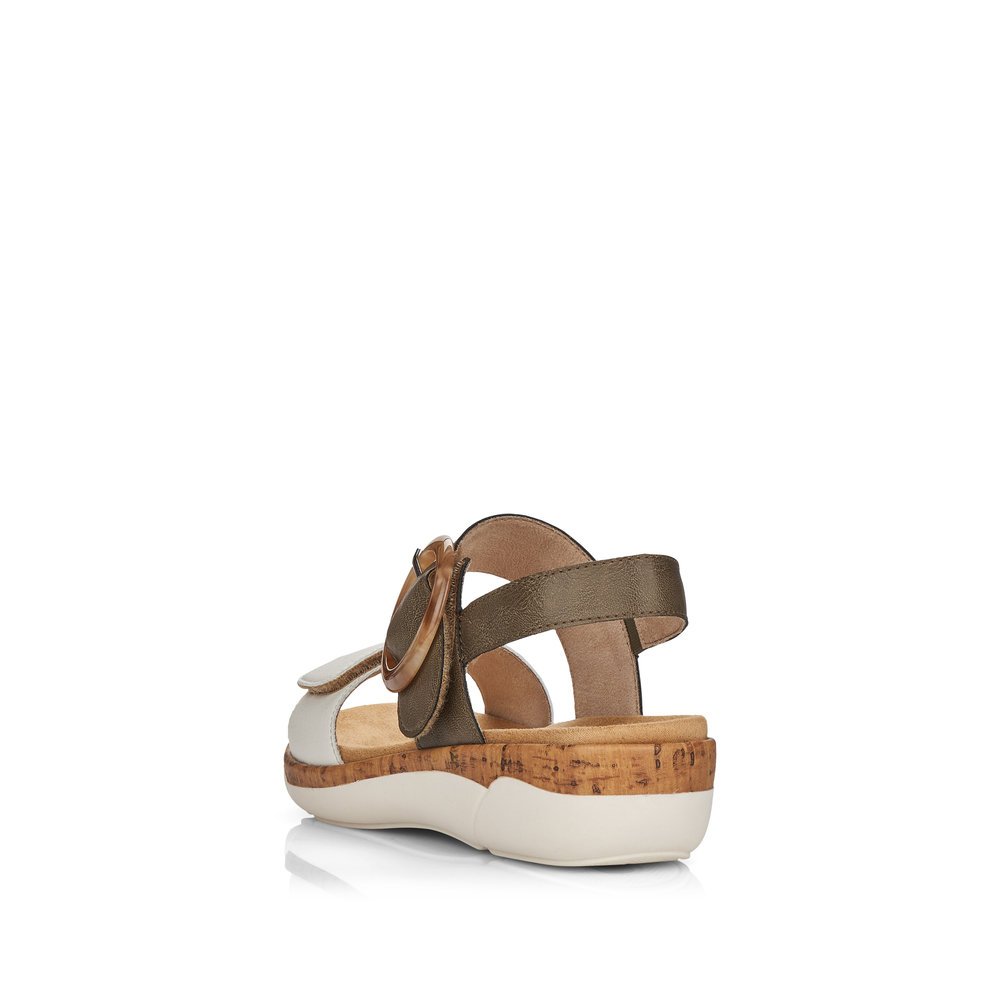 Green remonte women´s strap sandals R6853-54 with a hook and loop fastener. Shoe from the back.