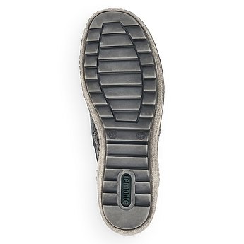 Graue Stiefeletten aus Glattleder mit Reißverschluss und Schnürung, wasserabweisendem Remonte TEX und Wechselfußbett. Schuh Laufsohle. 