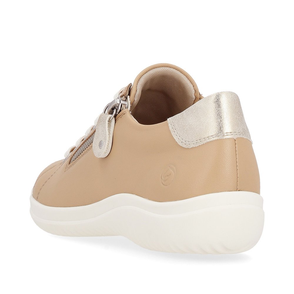 Brown remonte women´s lace-up shoes D1E03-20 with zipper and comfort width G. Shoe from the back.