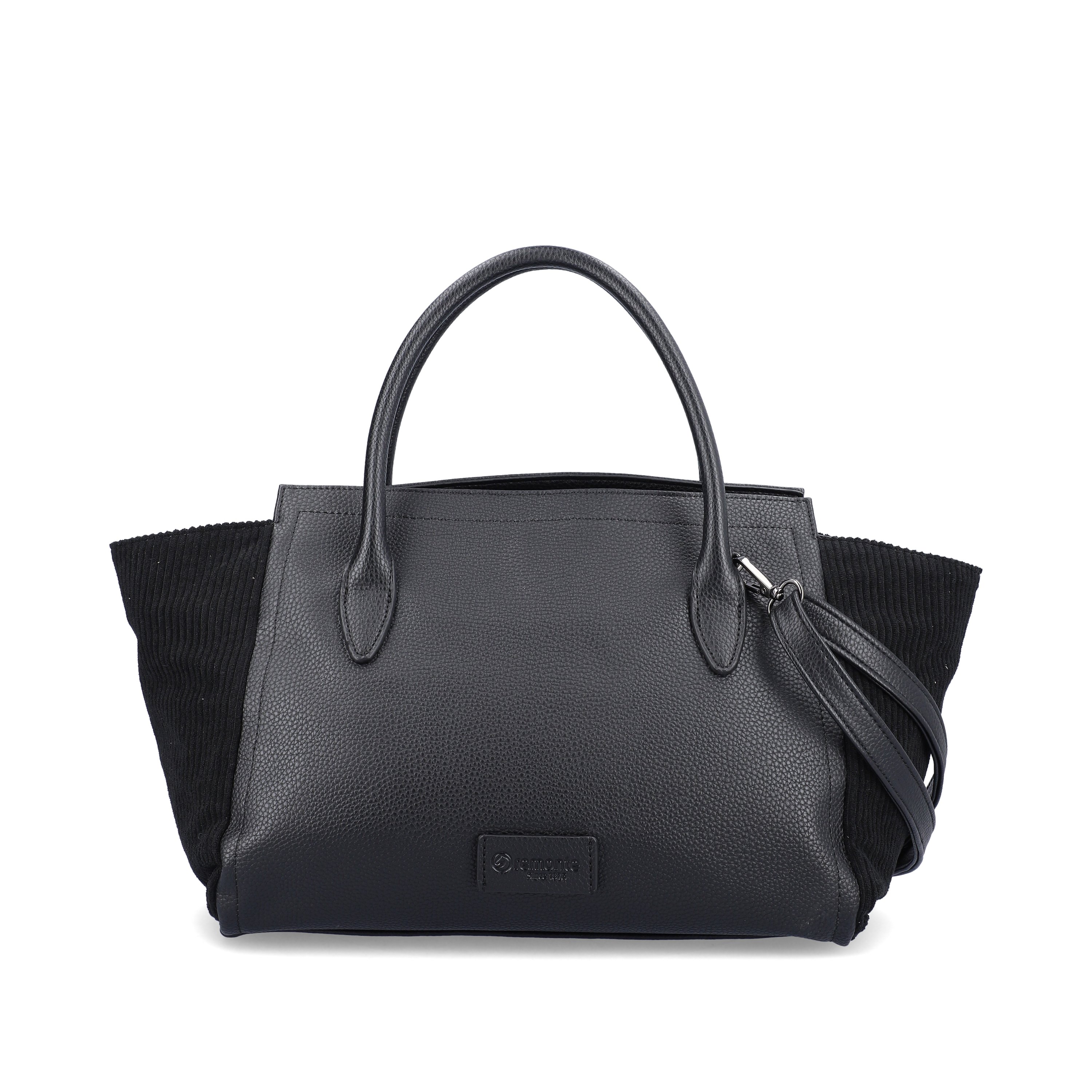 remonte women´s shopper Q0756-00 in black made of imitation leather with zipper from the front.