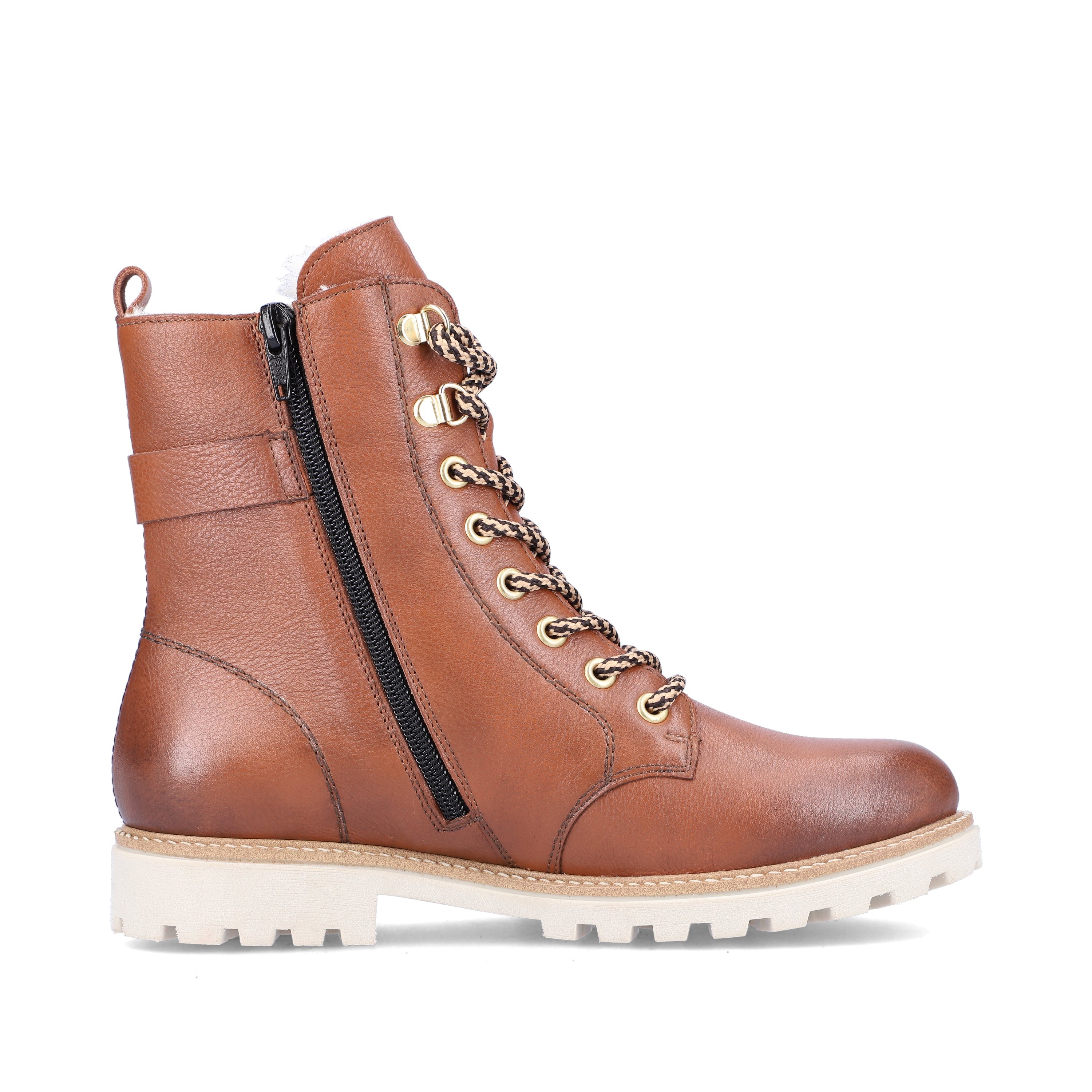 Mocha brown remonte women´s lace-up boots D8475-24 with cushioning profile sole. Shoe inside
