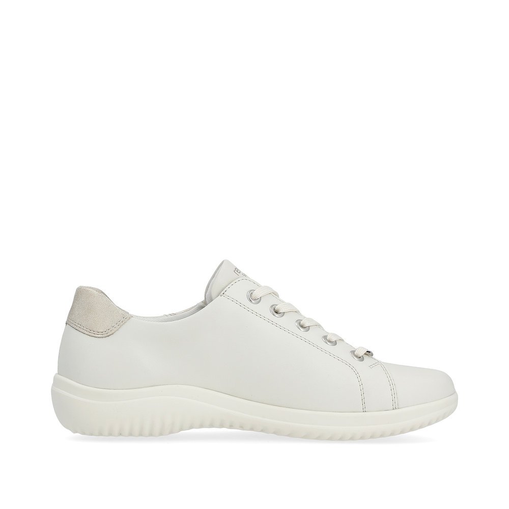 Beige remonte women´s lace-up shoes D1E00-80 with a zipper and comfort width G. Shoe inside.