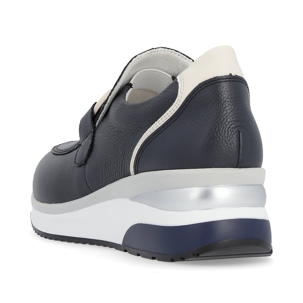 remonte chaussons bleus pour femmes D2415-14 avec largeur confort G. Chaussure vue de l'arrière.