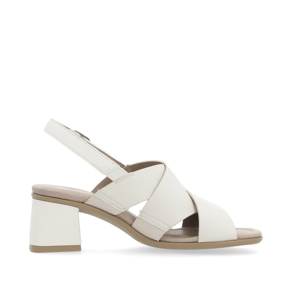 Cream white remonte women´s strap sandals D1K53-80 with a hook and loop fastener. Shoe inside.