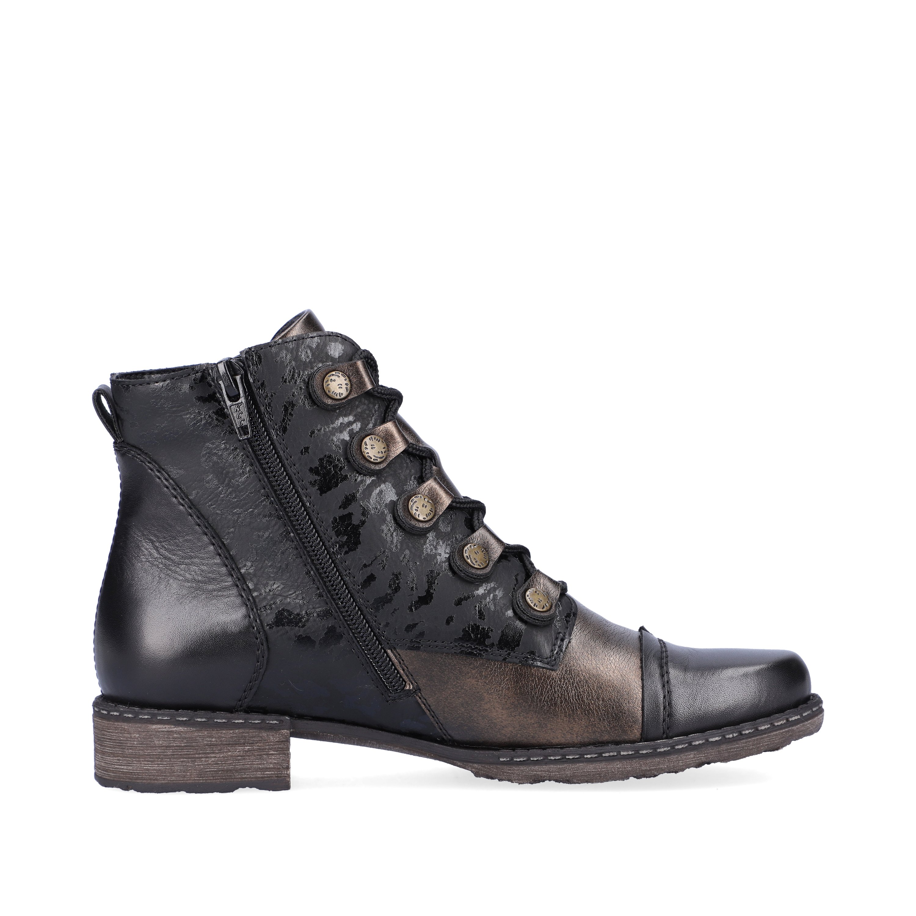 Black remonte women´s lace-up boots D4391-02 with hard-wearing profile sole. Shoe inside