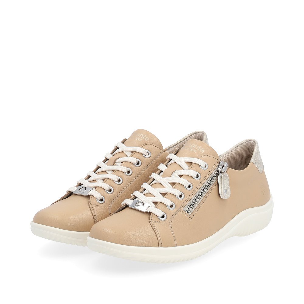 Brown remonte women´s lace-up shoes D1E03-20 with zipper and comfort width G. Shoes laterally.