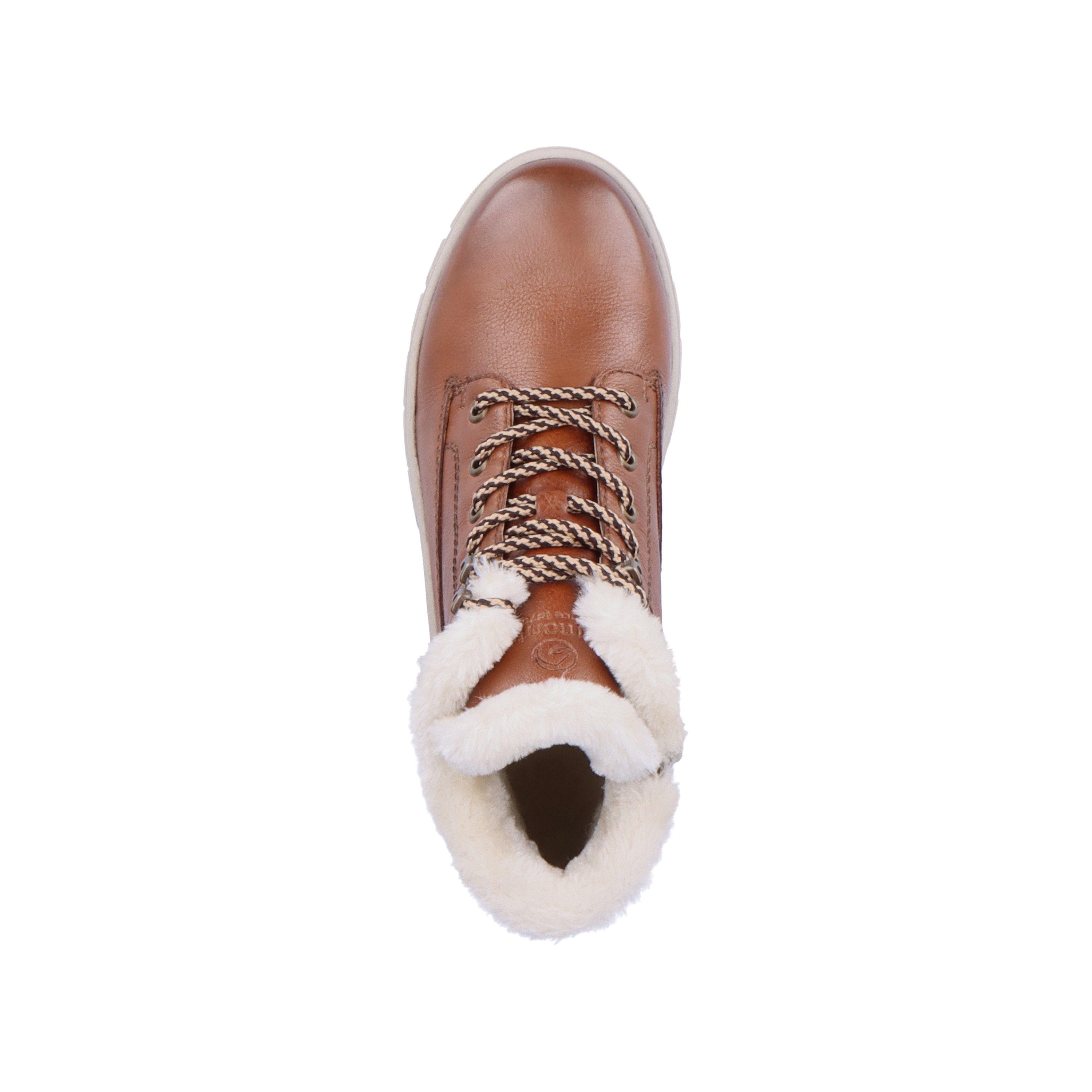 Brown remonte women´s lace-up boots D0E71-24 with light profile sole. Shoe from the top