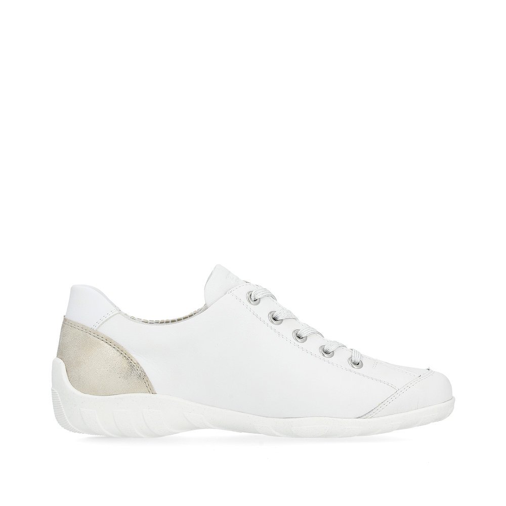 White remonte women´s lace-up shoes R3410-81 with zipper and comfort width G. Shoe inside.