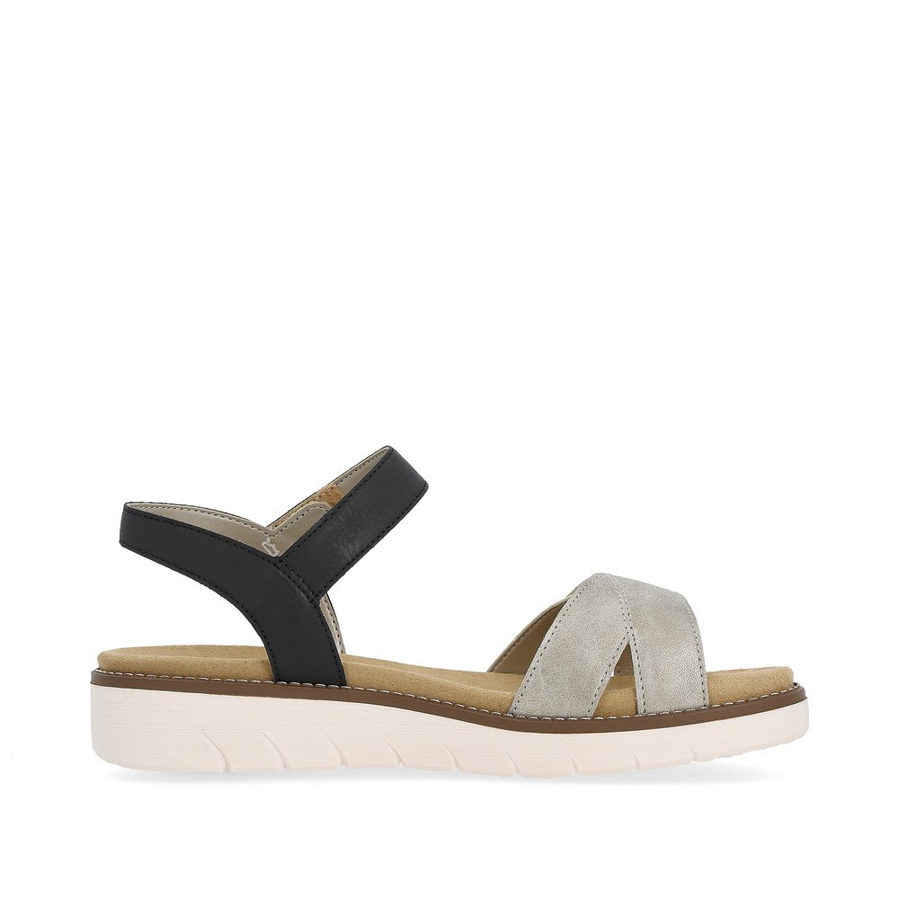 Beige remonte women´s strap sandals D2049-63 with hook and loop fastener. Shoe inside.