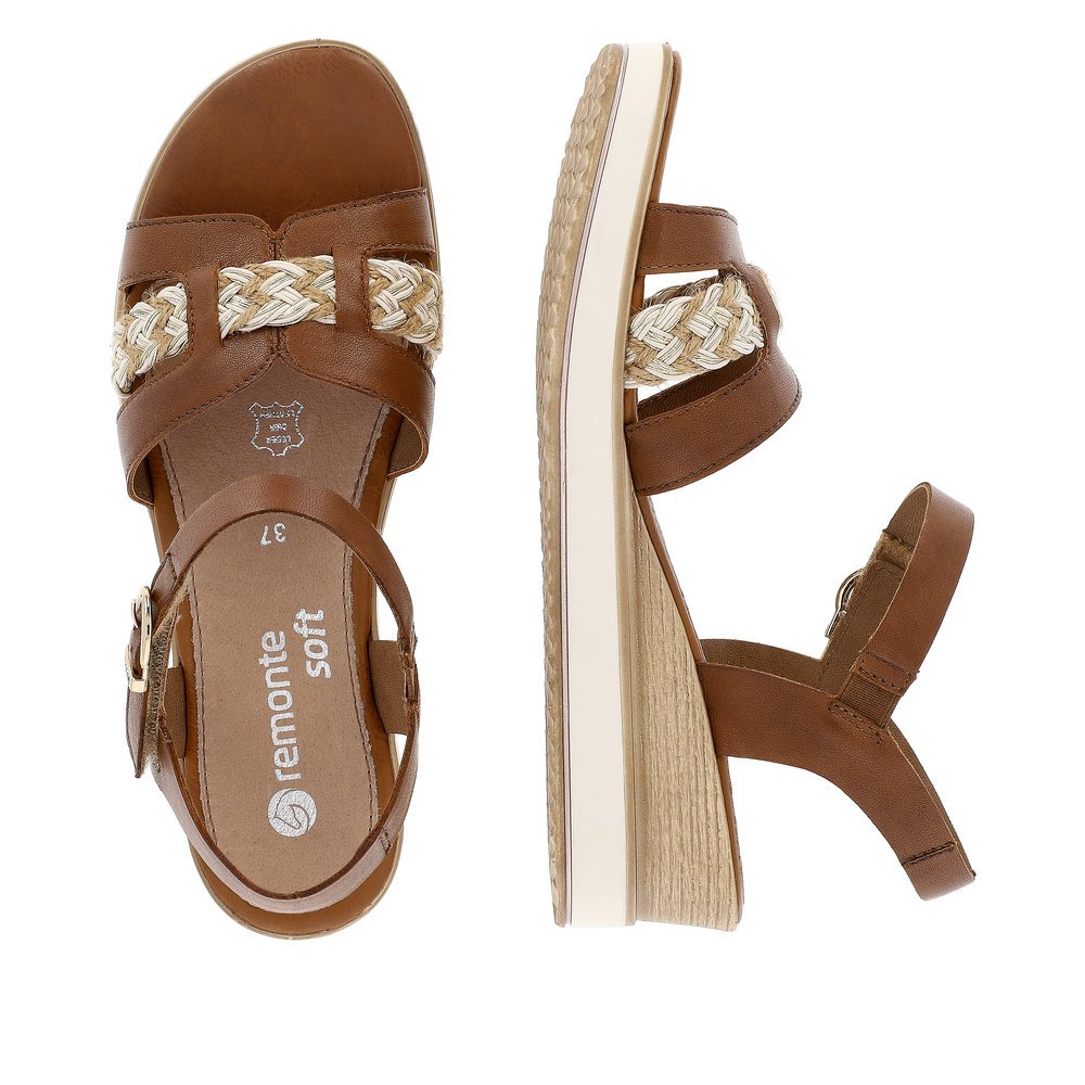 Hazel remonte women´s wedge sandals D6461-24 with a hook and loop fastener. Shoe from the top, lying.