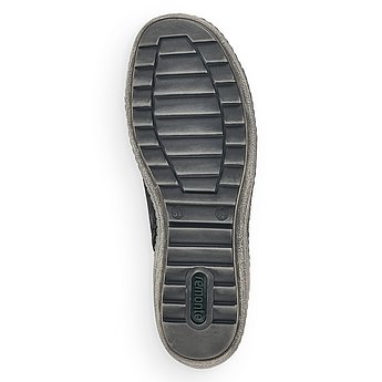 Schwarze Kurzstiefel leicht wärmend aus Glattleder und Lederimitat mit Reißverschluss und Schnürung, wasserabweisendem Remonte TEX und Wechselfußbett. Schuh Laufsohle. 