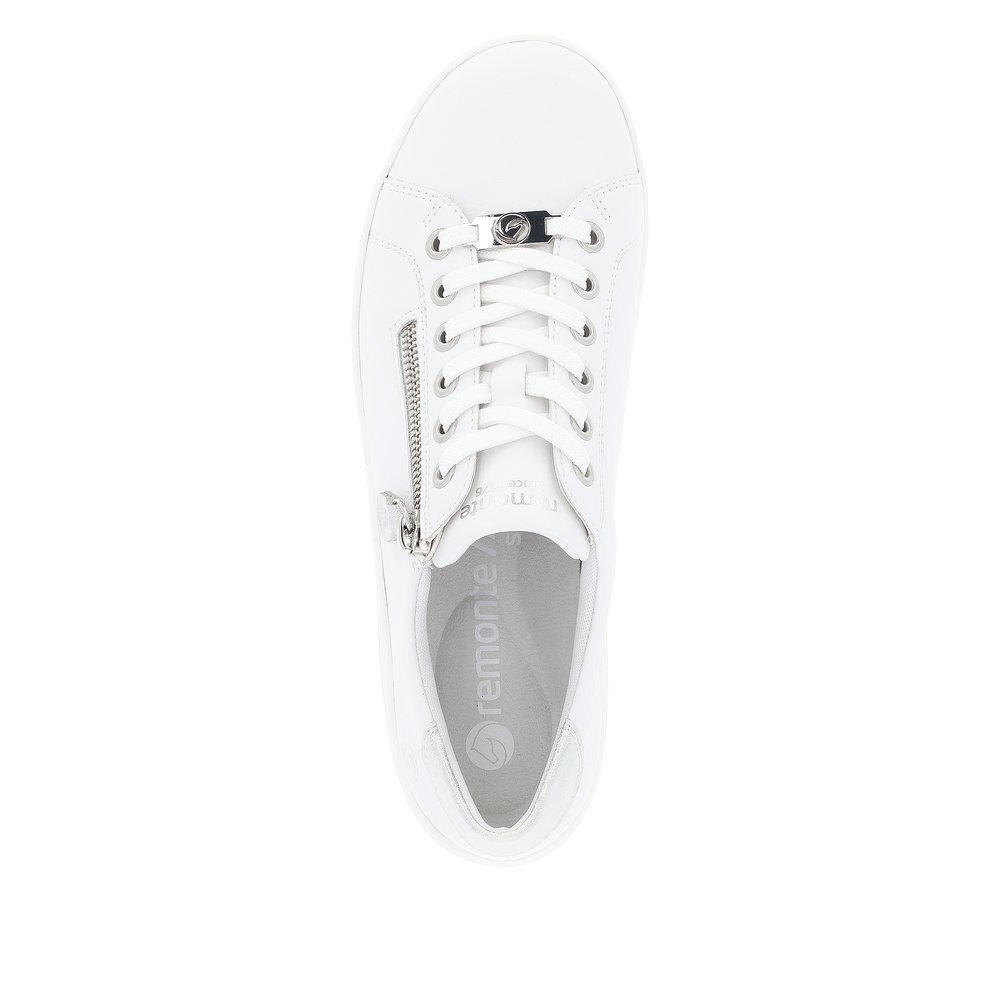 Off-white remonte women´s lace-up shoes D1E03-80 with zipper and comfort width G. Shoe from the top.