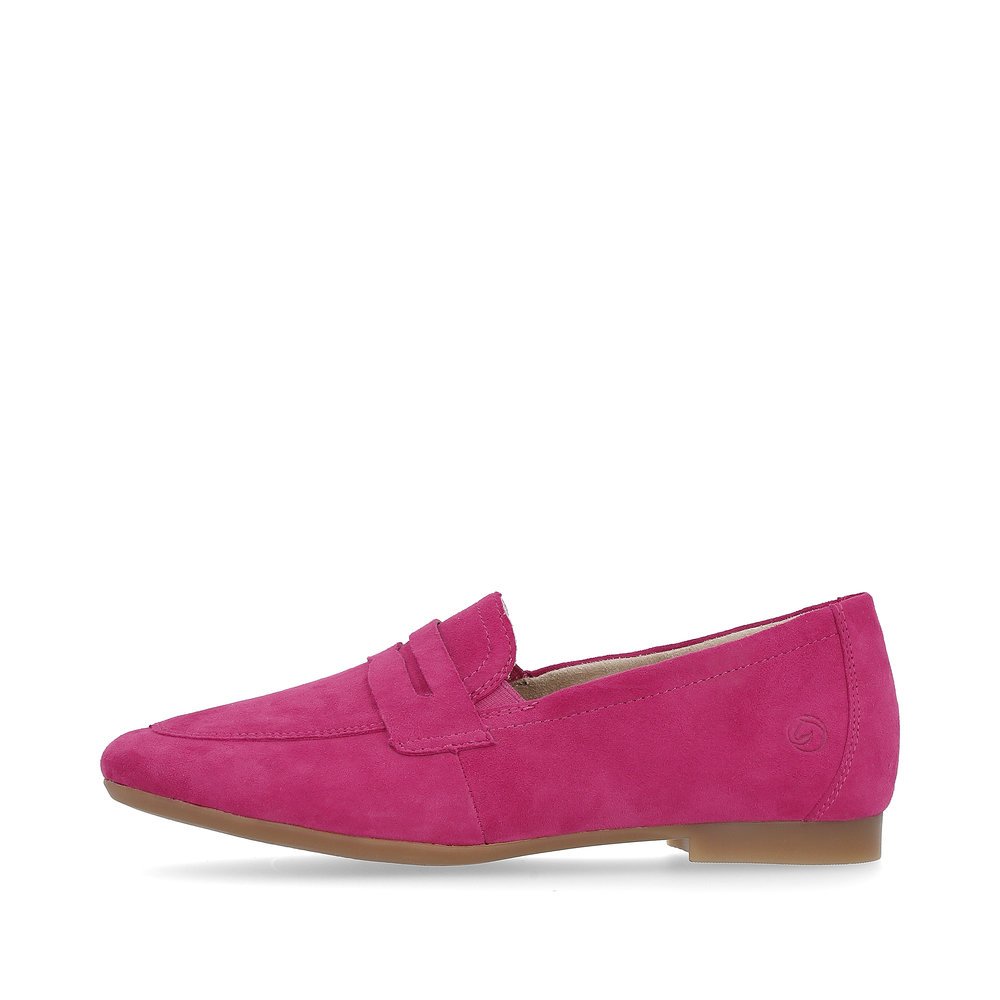 Pink remonte women´s loafers D0K02-31 with elastic insert. Outside of the shoe.