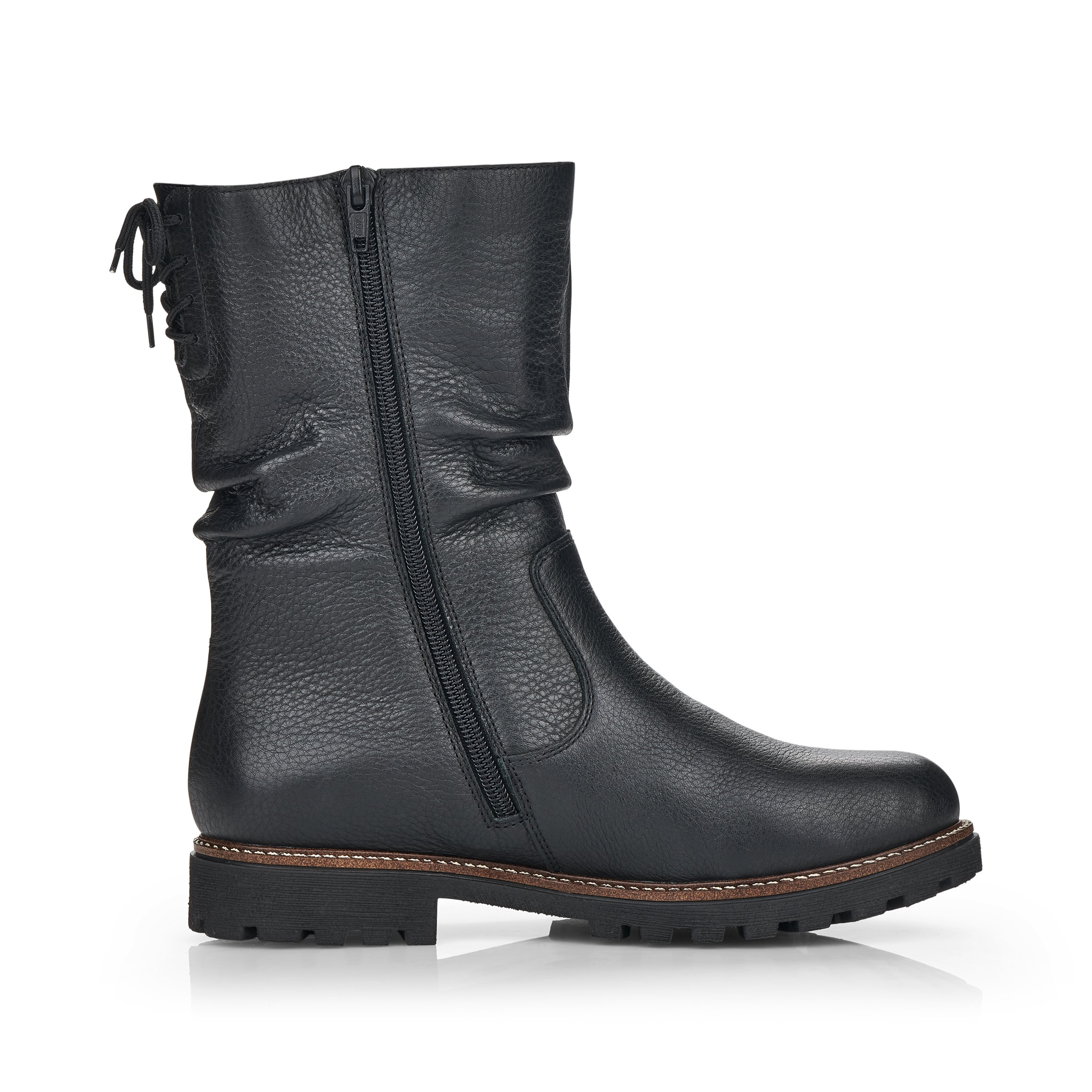 Black remonte women´s ankle boots D8477-01 with zipper as well as profile sole. Shoe inside
