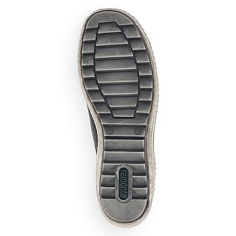 Schwarze Kurzstiefel aus Glattleder mit Reißverschluss und Schnürung, wasserabweisendem Remonte TEX und Wechselfußbett. Schuh Laufsohle. 