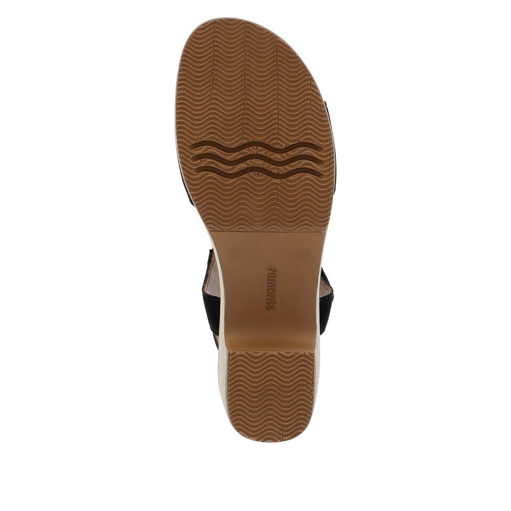 remonte sandalettes à lanières noires pour femmes D0N55-02. Semelle extérieure de la chaussure.